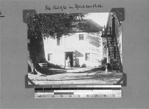 Man in front of a mill, Genadendal, South Africa