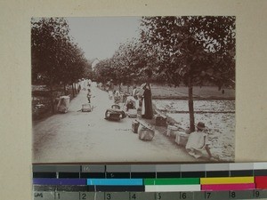 Travelers on road near Manjakandriana, Madagascar, 1901