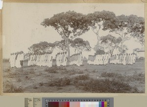 Pupils on parade, Livingstonia, Malawi, ca.1907