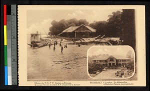 People and boats by a riverside, Congo, ca.1920-1940