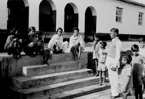 East Jeypore, Orissa, India, 1972. The hospital chaplain talking to patients, Christian Hospita