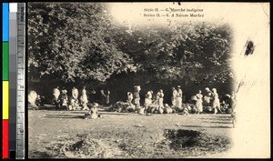 Outdoor marketplace filled with people, India, ca.1920-1940