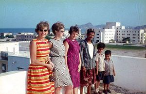 Missionary Staff Esther Poulsen, Grethe Nørgaard Pedersen, Martha Holst and Taher with children