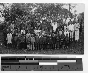 Fr. Gerard A. Donovan with Christians at Dongzhen, China, 1924