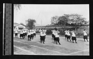 Students in physical education class, Nanjing, Jiangsu, China, 1922