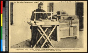 Seminarian binding a book, India, ca.1920-1940