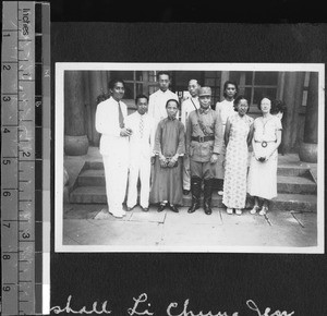 Group standing with Marshall Li Chung Jen, Guangxi, China, ca.1936-1938