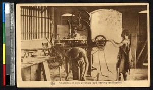 Workers in a carpentry workshop, Kisantu, Congo, ca.1920-1940
