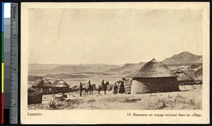 Basuto men arrive in a village, Lesotho, ca.1900-1930