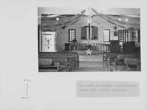 South Arcot District, India. The church at Nellikuppam from inside, Christmas 1965