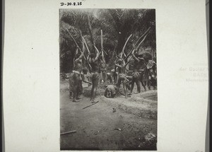 Krobo farms; pounding palm-nuts