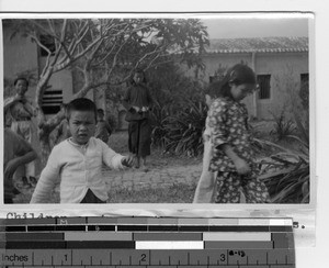 Young children coming to catechism class at Yangjiang, China, 1949