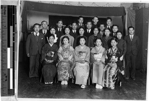 Group of adults from the Chorus Club, Fushun, China, ca. 1930