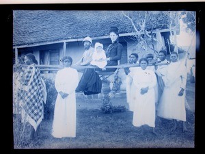 Sigvardt Wetterstad and his family in carrying chairs, Soavina, Madagascar, ca.1891