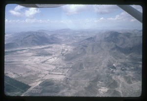 cultivated fields and mountains