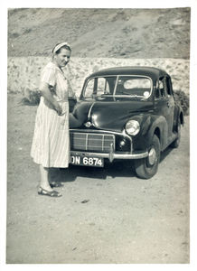 At girl school grounds, Aden. Missionary Karen Olsen