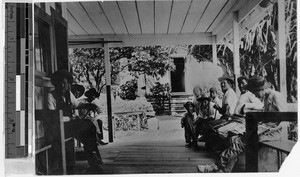 Group of lepers on office veranda, Hawaii, September 1908