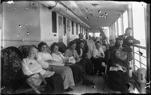 Swiss missionaries on the deck of a ship, ca. 1914-1930