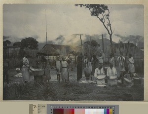 Girls preparing food, Livingstonia, Malawi, ca.1903