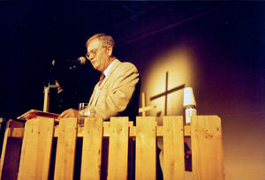 Annual meeting in 1996 in Fredericia. On the rostrum general secretary Harald Nielsen