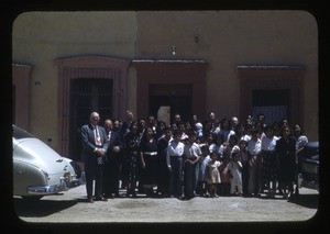 Group in front of the Church of Christ, Mexico