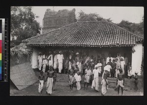 Congregation after Sunday service, India, ca. 1939