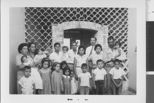 Group in front of building