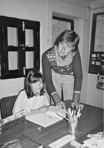 Lærer Merete Maksten (Høyland) på Den Norske Skole i Kathmandu, Nepal 1984