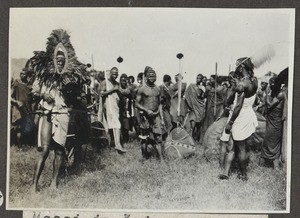 Maasai men in war attire, Tanzania, ca.1907-1930