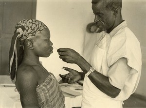 Consultation in the leper-house of Ebeigne, Gabon