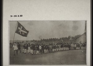 Secondary school pupils from Christiansborg marching to attend the dedication of the church in Teshi