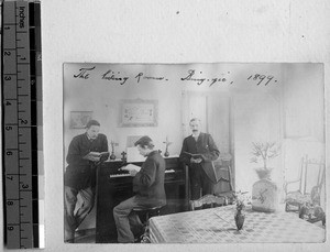 Missionaries' living room, Wenzhou, Zhejiang, China, 1899