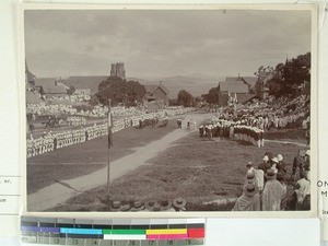 Andohalo soldier show, Antananarivo, Madagascar, ca.1895