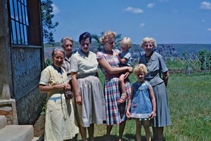 Tanganyika (fra 1964 Tanzania). Group photo from Ndolage, Kagera Region. (Name of the missionar