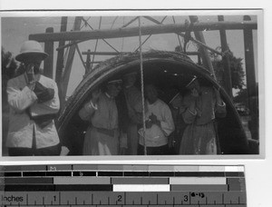 Maryknoll Sisters on a house boat at Luoding, China, 1924