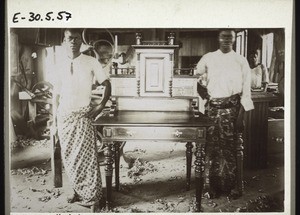 Furniture (produced) in the carpentry shop in Bonaku, and the men who made it