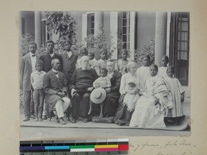 Christian D.Borchgrevink, his wife and Inga Valborg Anderssen together with family Hans Rabeony, Antsahamanitra, Antananarivo, Madagascar, 1912