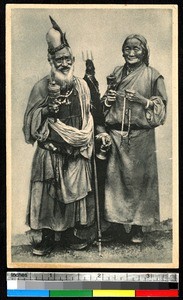 Buddhist monk and nun, India, ca.1920-1940