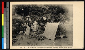 Missionary fathers holding services in the jungle, Somalia, ca.1920-1940