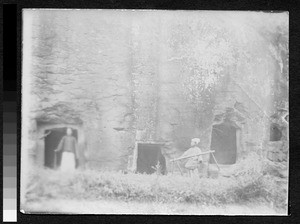 Outside cave tombs, Sichuan, China, ca.1900-1920