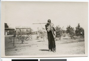 African man with one-stringed instrument, South Africa, 1933