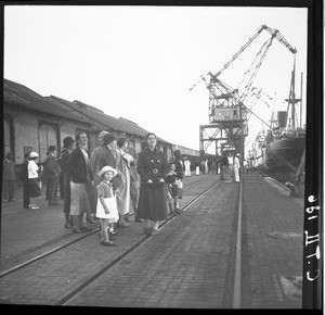 European people on a quay in Maputo harbour, Maputo, Mozambique