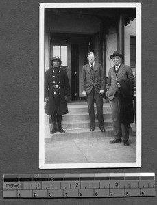 W.P. Mills and Rev. John Magee at Nanking Safety Zone Committee headquarters, Nanjing, China, ca.1937-1938