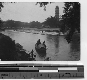 A scene in front of the mission at Luoding, China, 1925