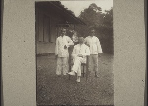 "Rev. Schernus with two chiefs frpm Maruwei (Borneo)