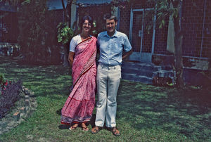 Danish Bangladesh Leprosy Mission/DBLM. Ruth and Jens Kristian Egedal in front of their home at