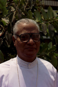 Bishop John Franklin in the courtyard of Womens hostel in Madras, Chennai