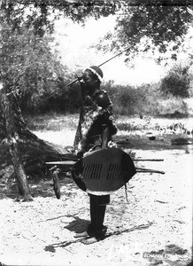 African soldier, Makulane, Mozambique, ca. 1896-1911