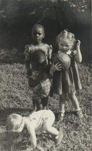 African and European children, in Gabon