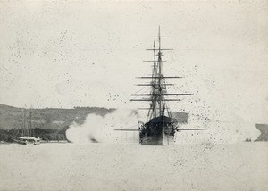 The boat "Le Duquesne" leaving the harbour, in Madagascar